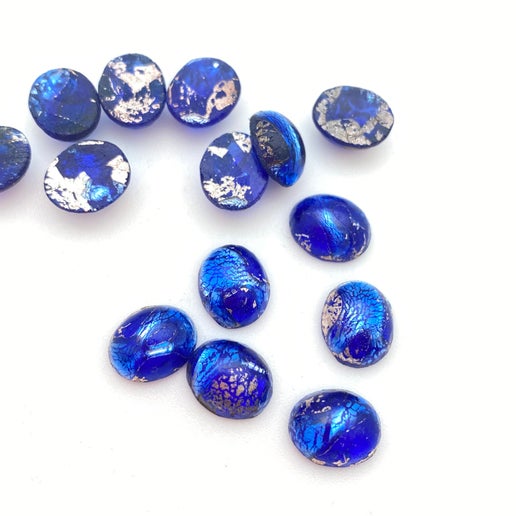 Cab Vintage Glass Sapphire 10x8mm - CAB-0020-D