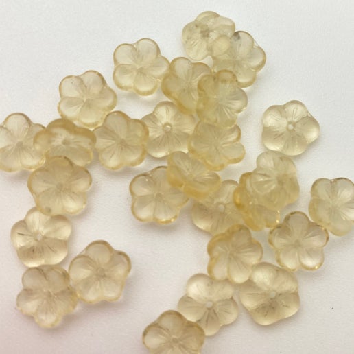 Vintage Glass Flowers cap 8mm Jonquil