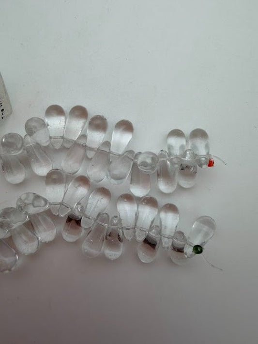 Vintage Glass Drop with Top Hole 14mm Clear