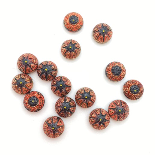 Cab Vintage Glass 8mm Red/black - CAB-0081-A