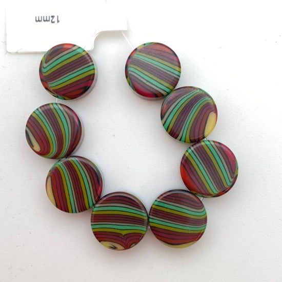 Layered Disk 12mm Coco & Green - IT-RD-0901-D