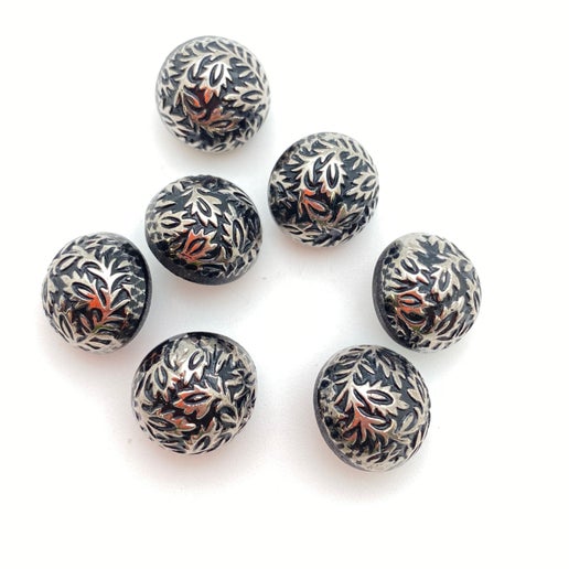 Button 14mm Jet/silver - BUTTON-0151-C