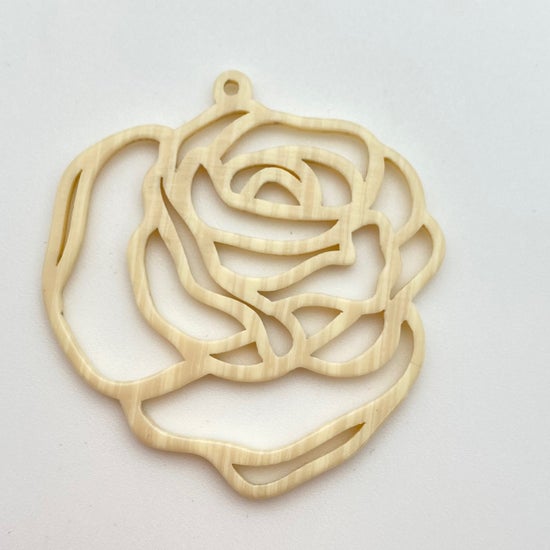 Laser Cut Rose Pendant 2” Ivory