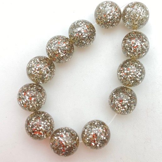 Glitter Round 10mm Silver