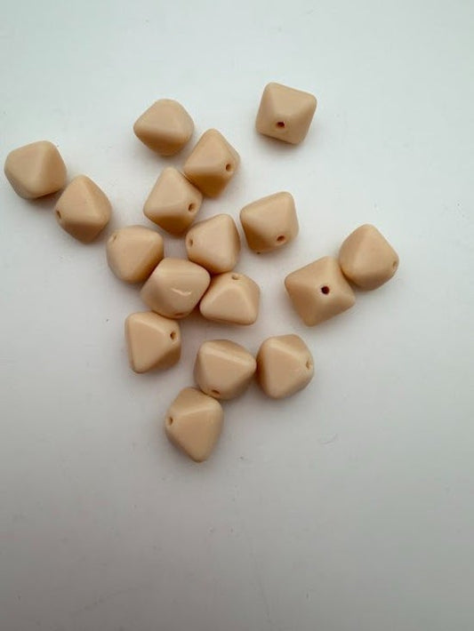 Vintage Glass 8 Sided 12mm Bone
