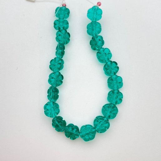 Vintage Glass Flowers 8mm Teal
