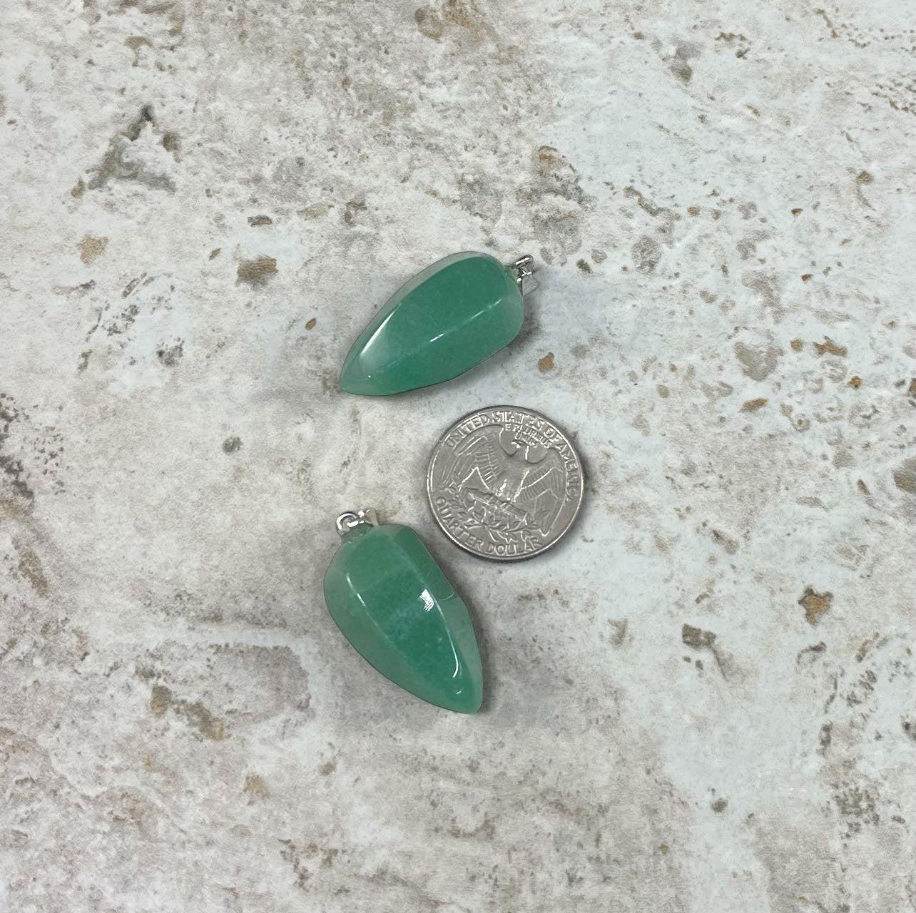 Green Aventurine, Cut Point Pendant, 15x30mm (1pc)