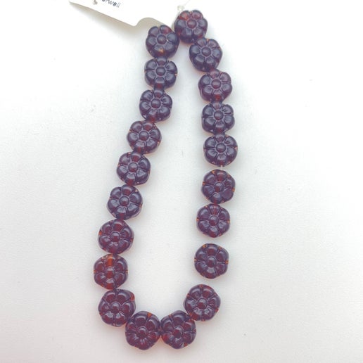 Vintage Glass Flowers 8mm Garnet