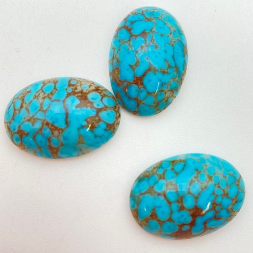 Cab Vintage Glass 25x18mm Turquoise - CAB-0113-D