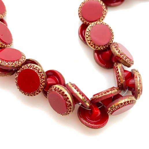 Button 14mm Red/gold - BUTTON-0376-A