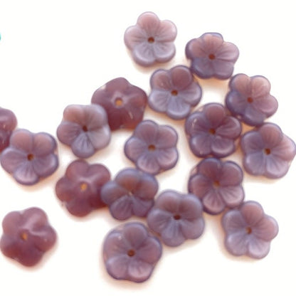 Vintage Glass Flowers Cap 8mm Purple Opaline