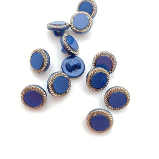 Button 10mm Navy/Silver - BUTTON-0012-D
