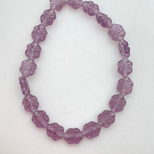 Vintage Glass Flowers 9x8mm Amethyst