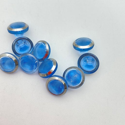 Button 10mm Sapphire/silver - BUTTON-0040-D