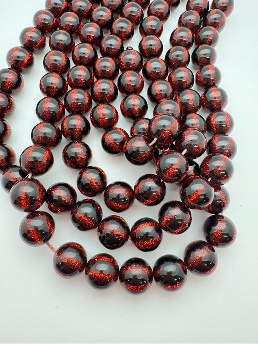 Glitter Round 20mm Cateye Ruby