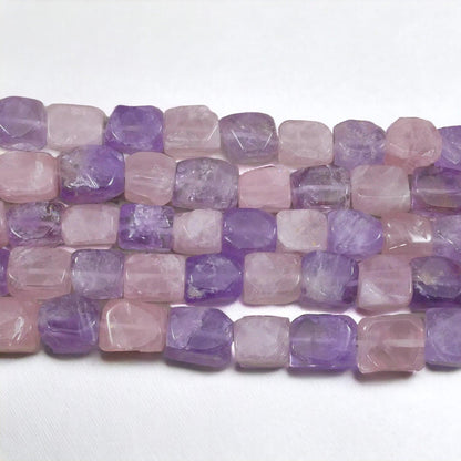Amethyst & Rose Quartz 7-12mm Free Cut Rectangle