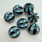 Carved Round 16mm Black with Blues