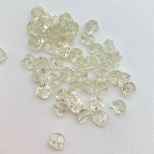 Vintage Glass Flowers cap 6mm Jonquil