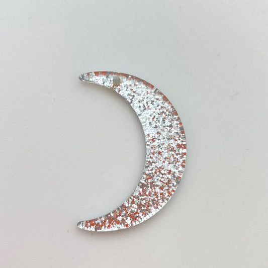 Laser Cut Moon 38mm Silver Glitter