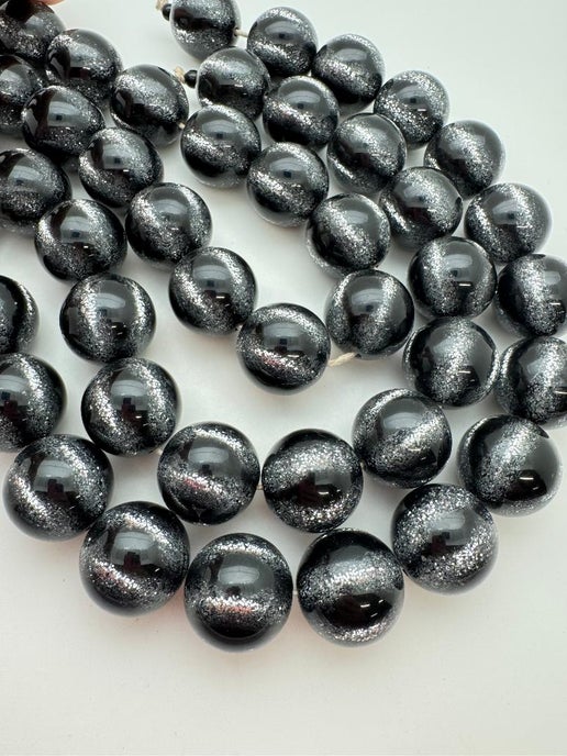 Glitter Round 25mm Cateye Silver