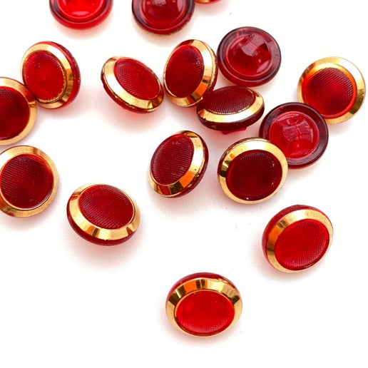 Button 10mm Ruby/gold - BUTTON-0020-A