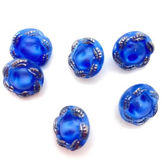 Button 14mm Blue/silver - BUTTON-0489-D