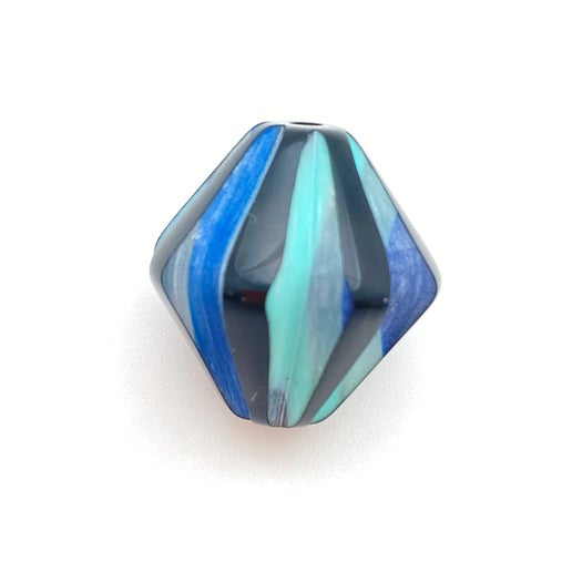 Carved Bicone 20mm Black with blues