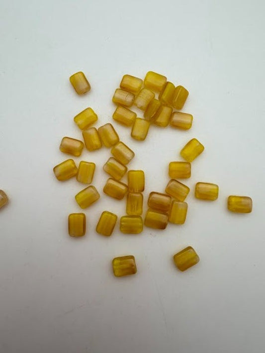 Vintage Glass Flat Rectangle 8mm Two-Tone Yellow