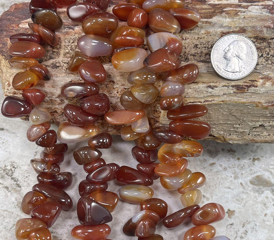 Red Agate, Vertical and Horizontal Hole, Nuggets