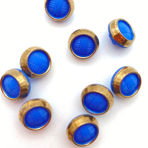 Button 10mm Blue/gold - BUTTON-0468-D