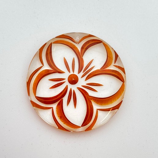 Carved Pendant 40mm Topaz