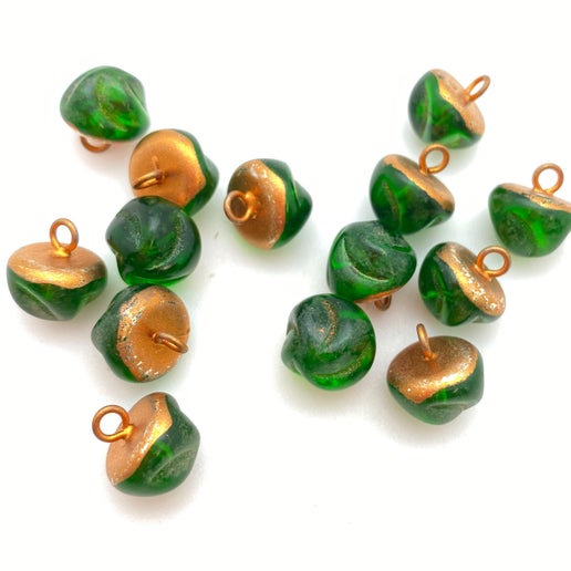 Button 10mm Emerald/gold BUTTON-0360-D