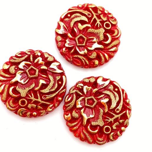 Cab Vintage Glass 28mm Red- CAB-0078-A