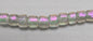 Pink on Clear Dichroic Glass Small Tube Beads