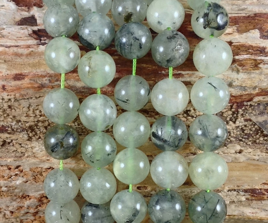 Prehnite w/ Black Tourmaline & Epidote Round