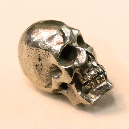 White Brass 12mm Metal Skull Beads - 5 Pieces