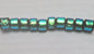 Green on Black Dichroic Glass Small Tube Beads
