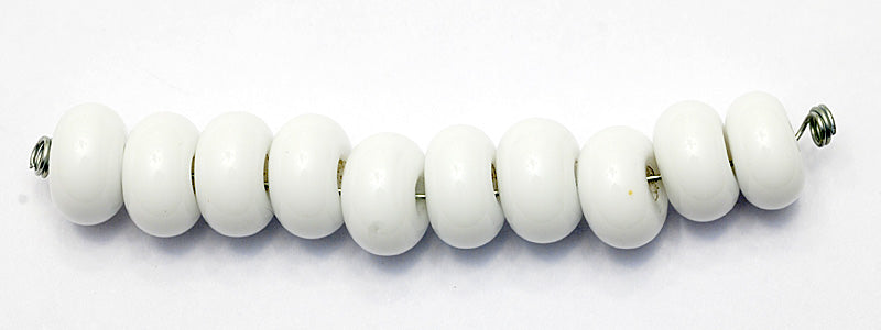 SP001 - Ten Opaque White Rondelle Spacer Beads