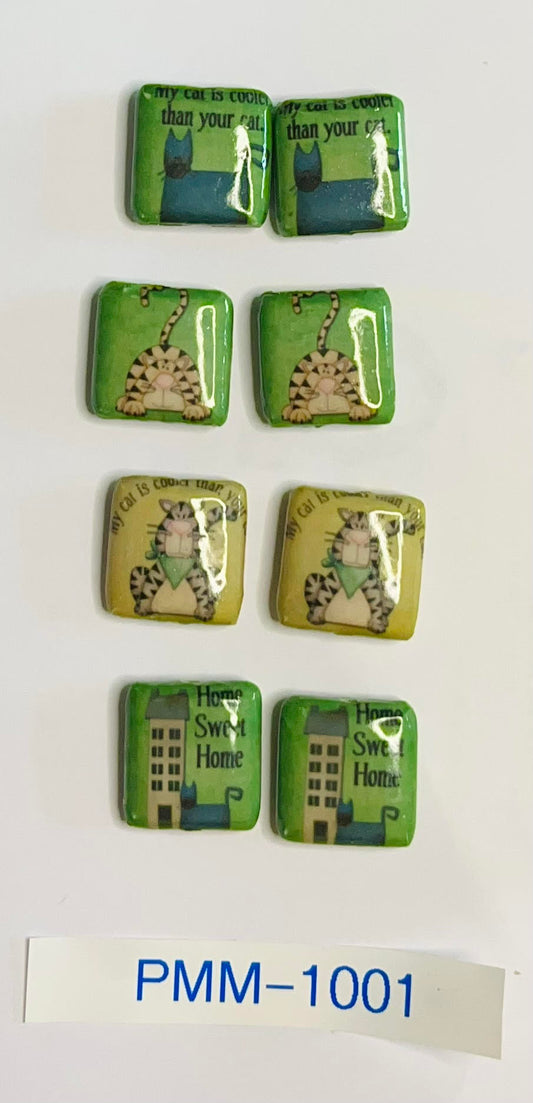 Decoupage Beads Cat Prints