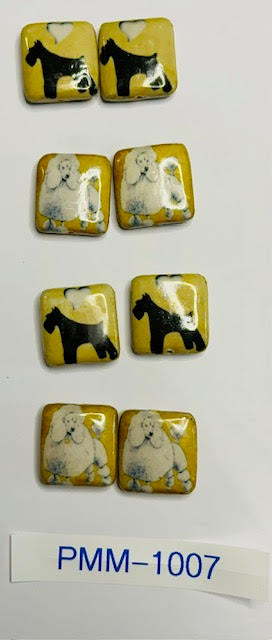 Decoupage Beads Dogs prints 20 mm square  PMM-1007