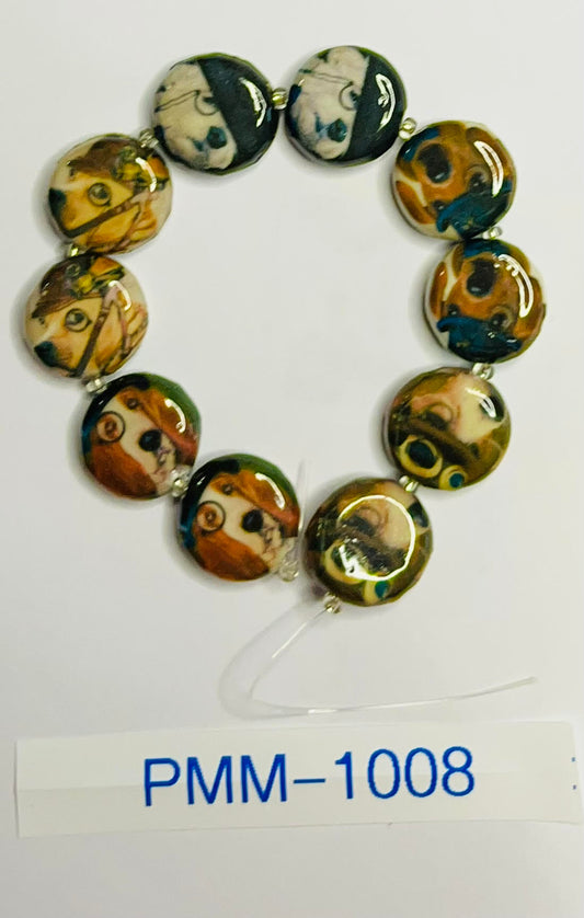 Decoupage beads Dog prints 15mm rounds PMM-1008