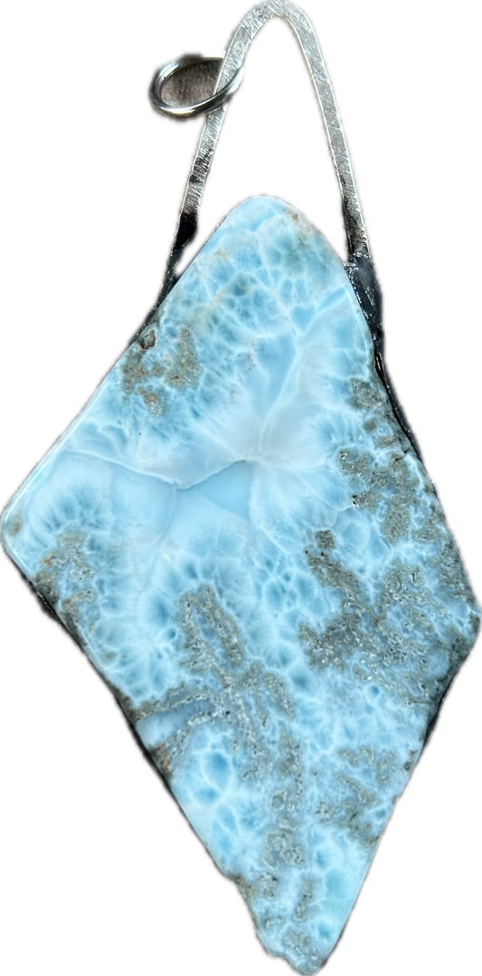 Larimar Soft Soldered Pendant with 2 Soldered Jump Rings