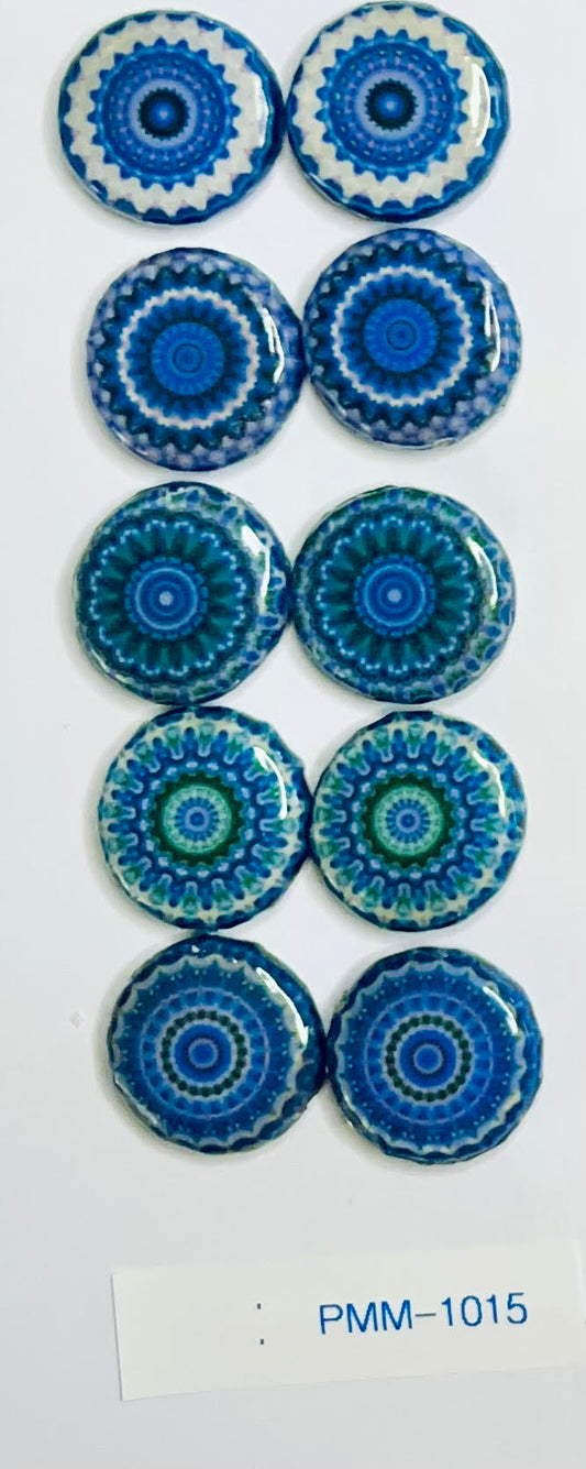 Decoupage Beads Kaleidoscope-blue and purple mixed prints PMM-1015