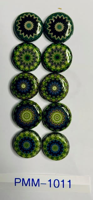 Decoupage Beads Kaleidoscope, green mixed prints PMM-1011