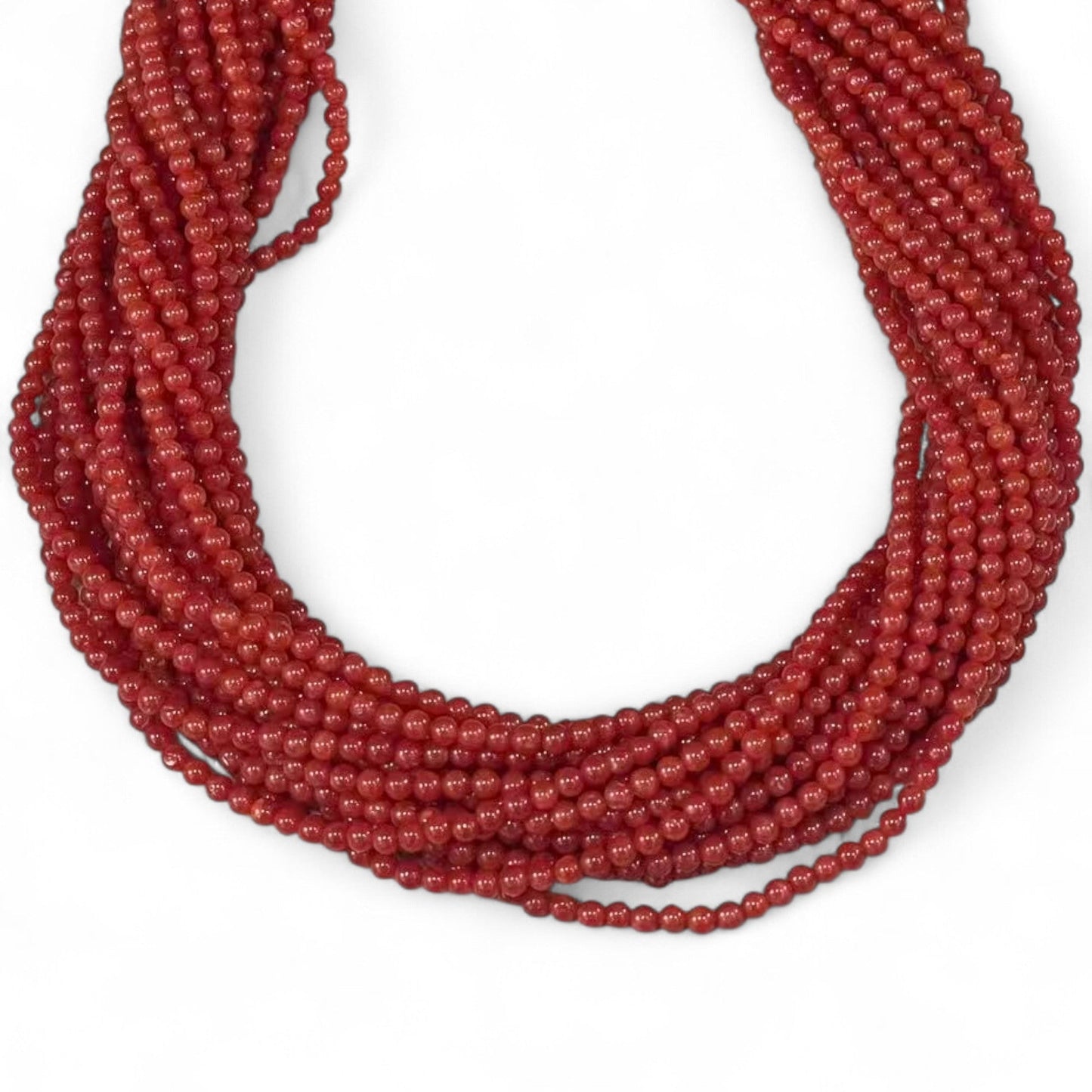 Natural Red Coral Round 2-2.5mm, From Mediterranean Sea